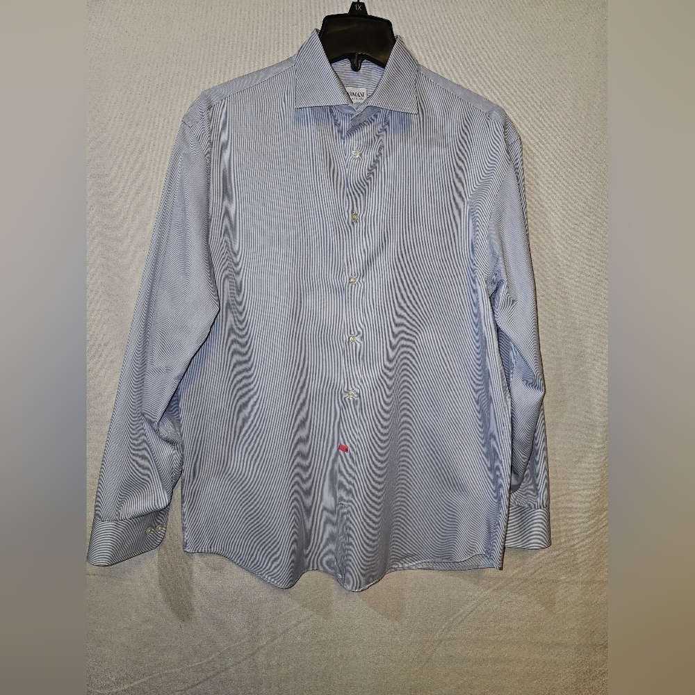 Armani Collezioni Light Blue Striped Dress Shirt